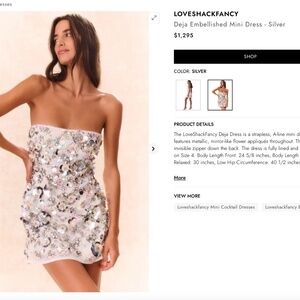LOVESHACKFANCY Deja Embellished Mini Dress - Silver